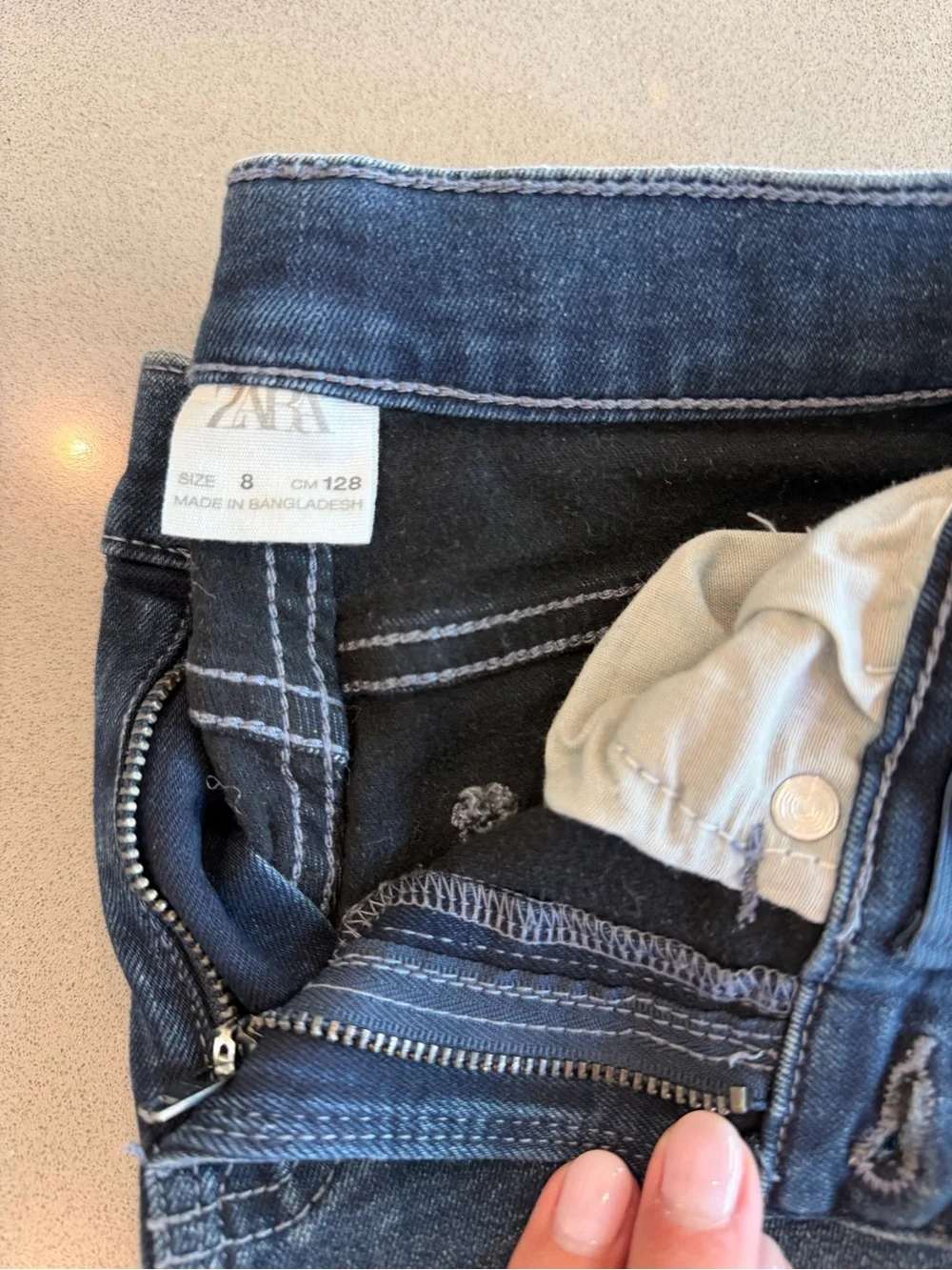 Zara Black Wash Jeans with Light Beige Pocket Lining